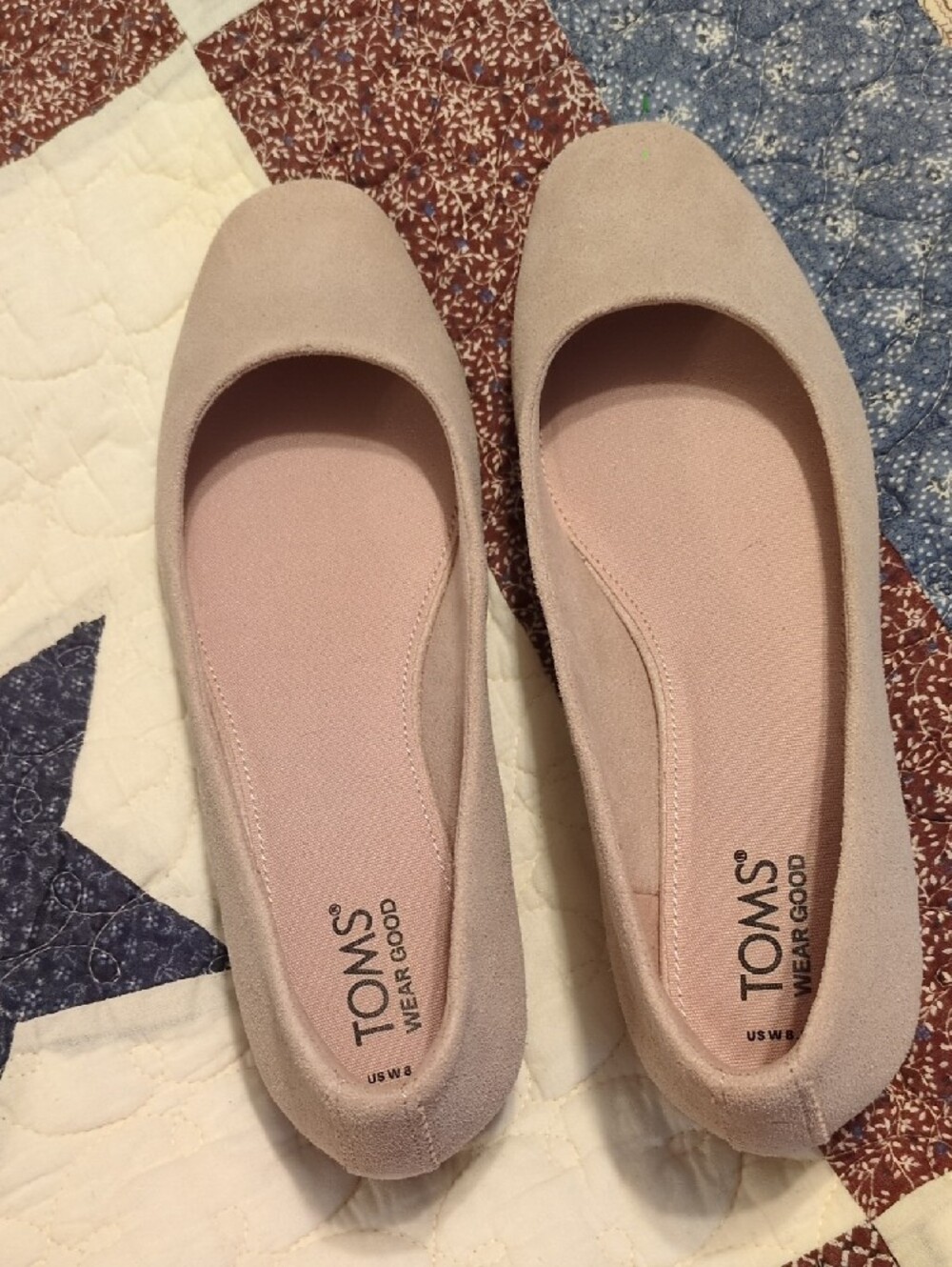 Toms Blush Pink Suede Ballet Flats - Picture 3 of 8